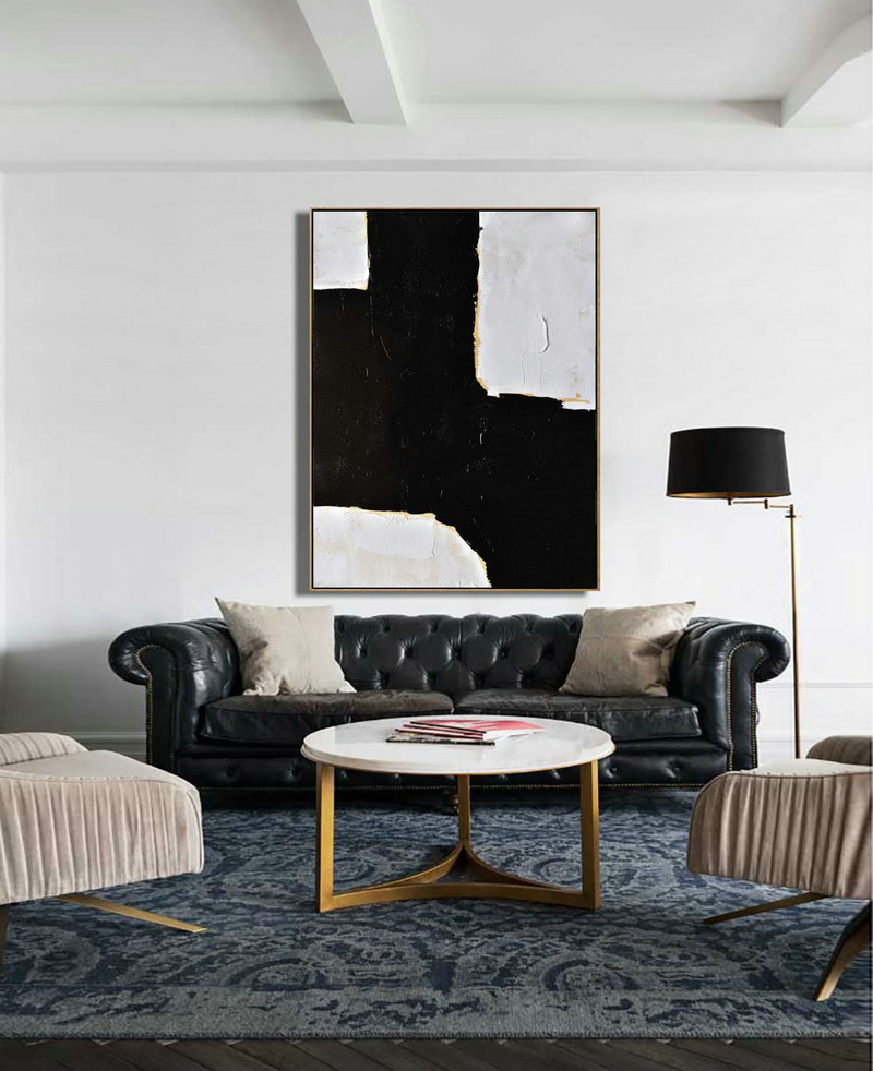 Large Abstract Painting Canvas Art,Minimalist Painting On Canvas, Palette Knife Vertical Minimal Art - Giant Canvas Wall Art